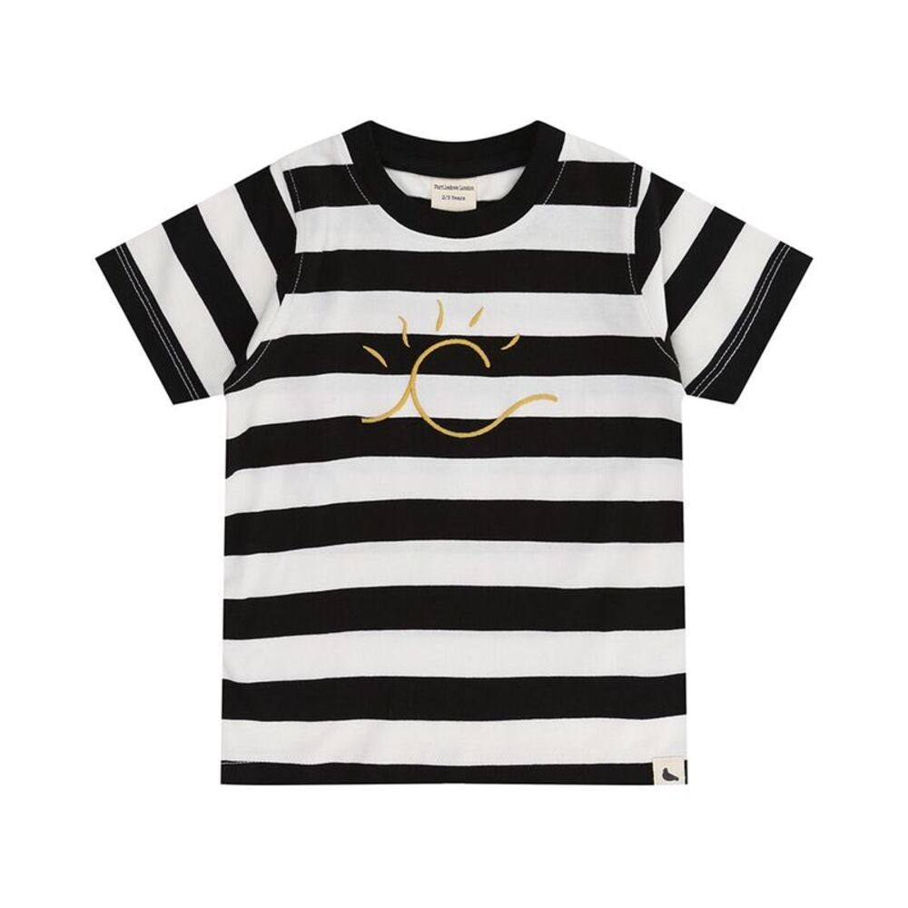 Turtledove London Boys  Wide Stripe Sun Embroidery T-Shirt, Gray